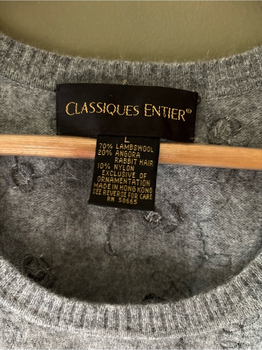 Two Piece Classiques Entier Embellished Lambswool Tank & Cardigan Sweater Sz L - Picture 9 of 14